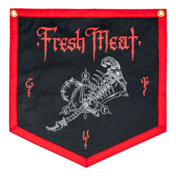 Diablo Butcher Fresh Meat Camp Flag - Front View